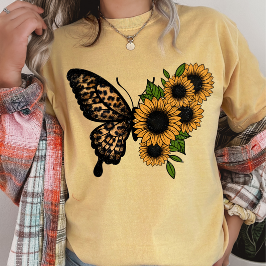 Butterfly leopard print T-shirt